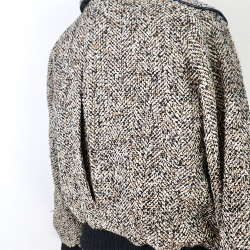 Joie Size S Reille Cotton Wool Blend Bomber Jacket Tweed Caviar Tan - Picture 6 of 11